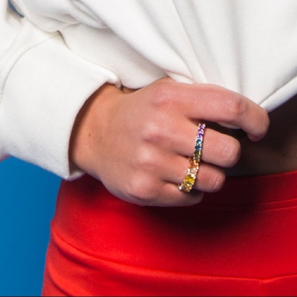 Oval Rainbow Ring Multi Color Sterling Silver - Picture 6 of 6